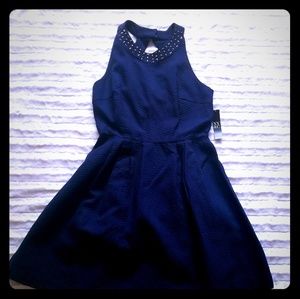 Sleeveless Cutout Back Navy Blue Dress